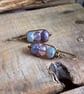 Purple and Lavender Stacked Czech Glass Earrings. Petite Wirework Earrings - Image 3