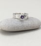 5mm Hammered Sterling Silver Amethyst Ring - Image 3