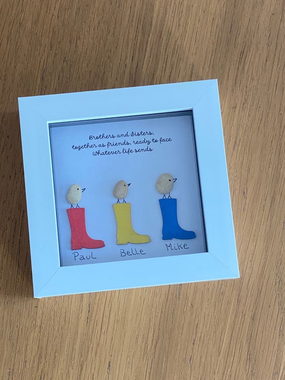 Brothers and Sisters Pebble Frame, Handmade Gift for Sister, Handmade Gift for B