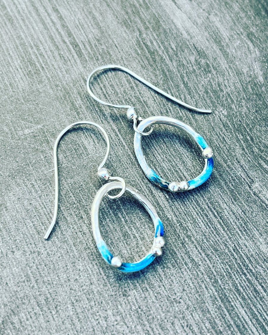 Pebble Earrings, enamel earrings, oval earrings, beach earrings, enamel, beach