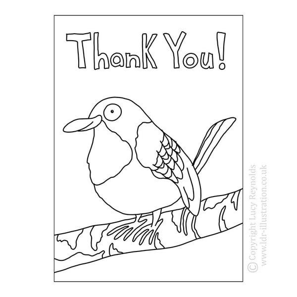 Colour-me-in Thank You Card - Bird