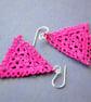 Delicate Triangular Lace Earrings in Cerise Pink - Image 1