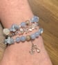 Handmade Aquamarine, Moonstone & Clear Quartz Bracelet Trio Stack - Image 5