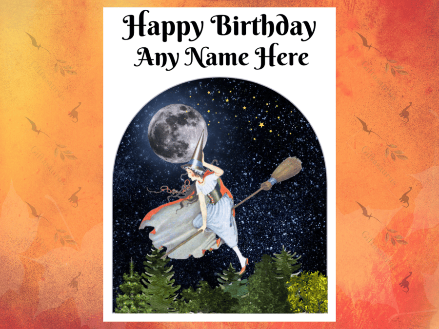 Birthday Card Witch Personalisable Seeded Card Option Wiccan Fantasy Goddess