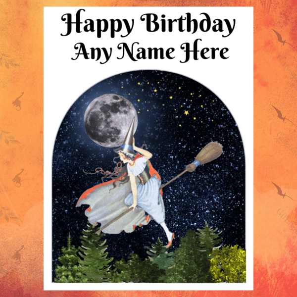 Birthday Card Witch Personalisable Seeded Card Option Wiccan Fantasy Goddess