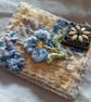 Slow-stitched and needle-painted blue floral brooch - Image 3