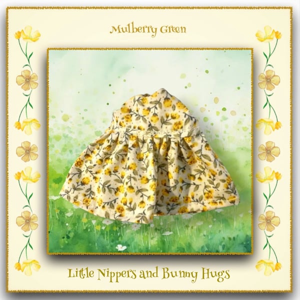 Little Nippers and Bunny Hugs Lemon Flowered Dress