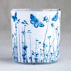 New butterfly meadow Cyanotype delicate paper candle holder white & blue