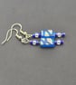 Czech Glass Blue rectangle glass earrings  - Image 4