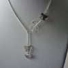 BLACK DIAMOND AND SILVER, BUTTERFLY AND BIRD LARIAT DESIGN NECKLACE.  1061