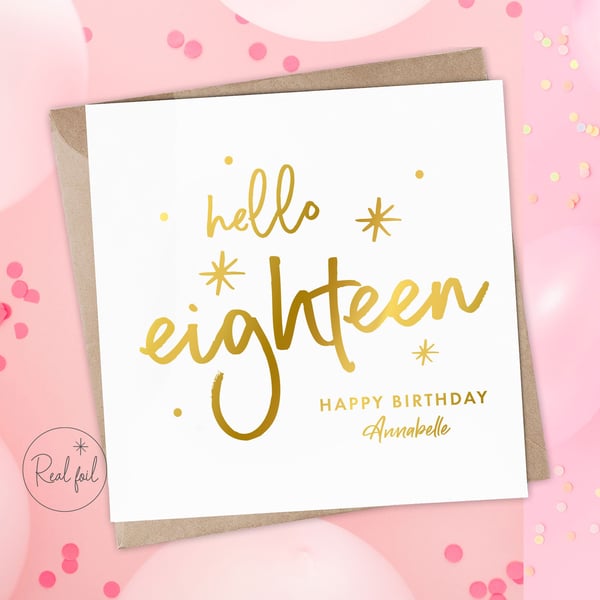 Personalised Happy Birthday Card, Personalised Happy Birthday Milestone Card, 18