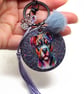 Rainbow Dog Bag Charm Keyring, Handmade with Resin and Charms - Image 3