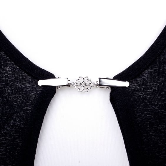 Silver sweater clip - Elegant cardigan guard - Shawl or pashmina pin 