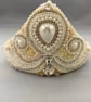 Ivory White Cultured Pearls, Ethiopian Opal & Zircon Beaded Bridal Tiara Crown  - Image 7