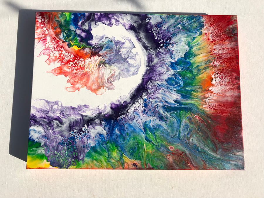 Rainbow wave , original acrylic painting