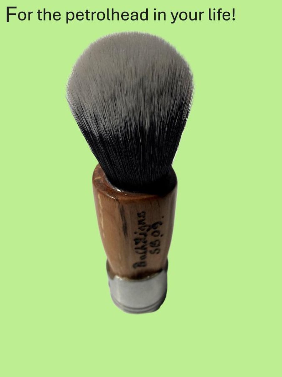 Handcrafted Shaving Brush in Spalted Beech wood with Engine Piston (SKU SB09)