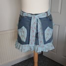 Mini denim apron with ruffle 