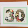 Unique art masters numbers birthday or anniversary card - large size. 