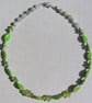 Green Sea Sediment Jasper, Peridot & Green Jade Gemstone Beaded Necklace - Image 6