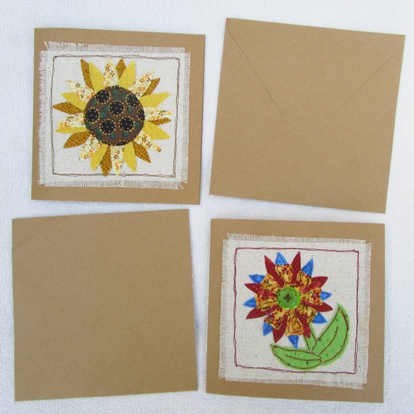 Pack of Two Fabric Flower Cards