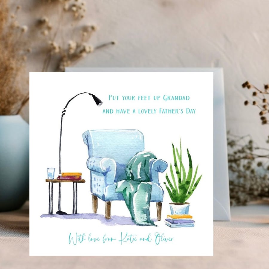 Personalised Watercolour Father's Day Card - 