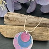 Hand Painted Aluminium Pendant, Pink, Lilac and Purple