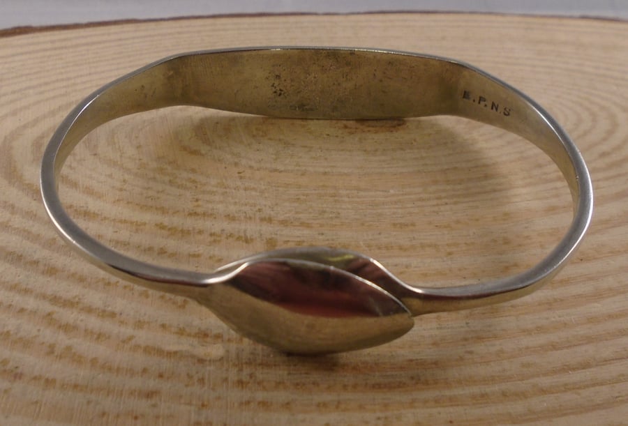 Upcycled Silver Plated Plain Sugar Tong Bangle SPBA082002