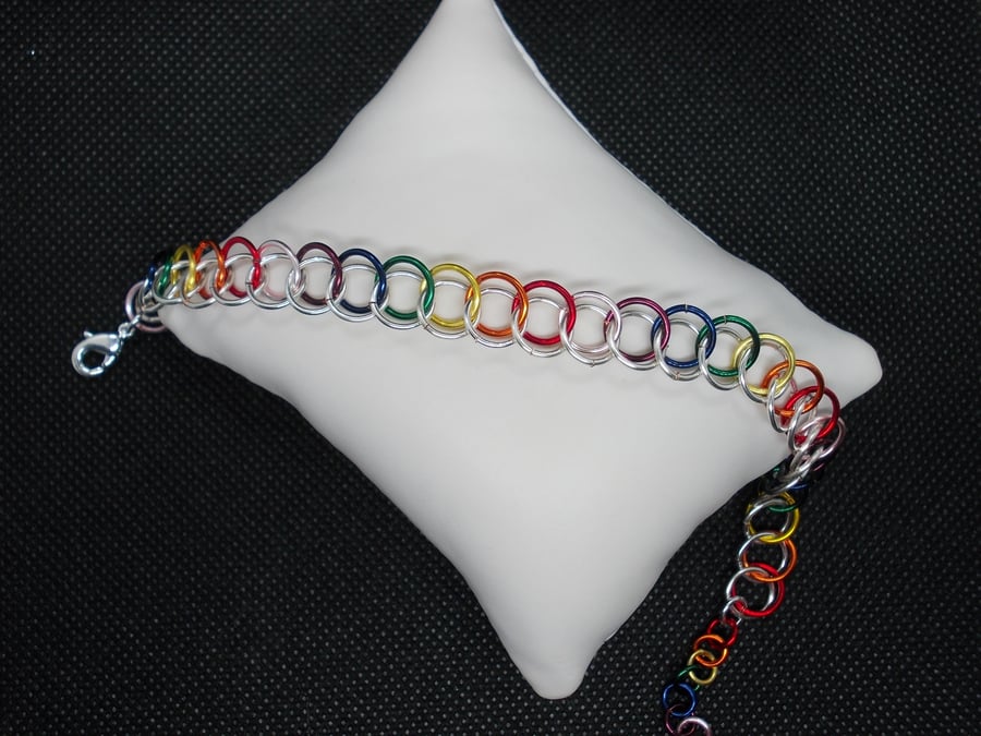 SALE - Rainbow chainmaille bracelet