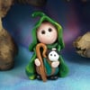 Tiny Sheep Farmer Gnome 'Raff' Shepherd OOAK Sculpt Ann Galvin