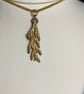 Juniper leaf pendant, real leaf, Gold electroform, 530