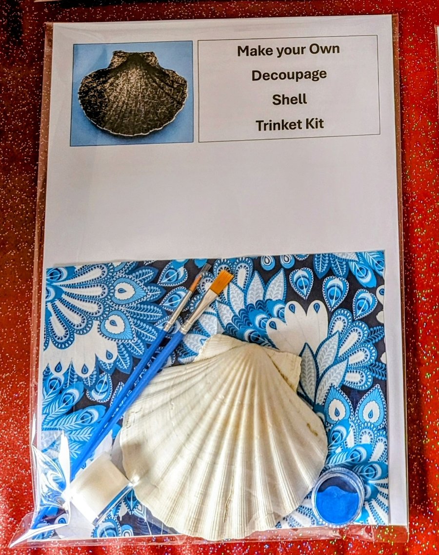 BLUE Scallop Shell Jewellery Trinket Dish Craft Kit