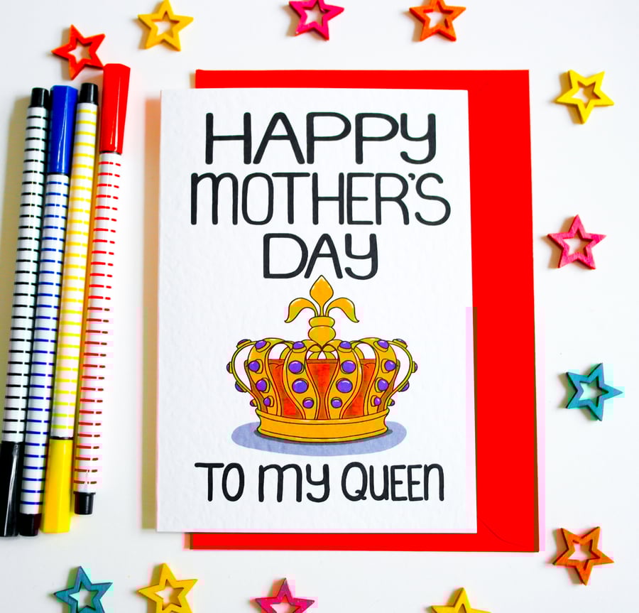 Happy Mother's Day To My Queen Mother's Day Card, Mum, Stepmum, Nanny, Granny