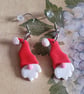 Handmade Polymer Clay Father Christmas Earrings, 316 Surgical Stainless Steel