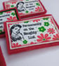 Christmas Brooch Naughty List Retro Woman - Vintage fabric Wool Felt - Image 1