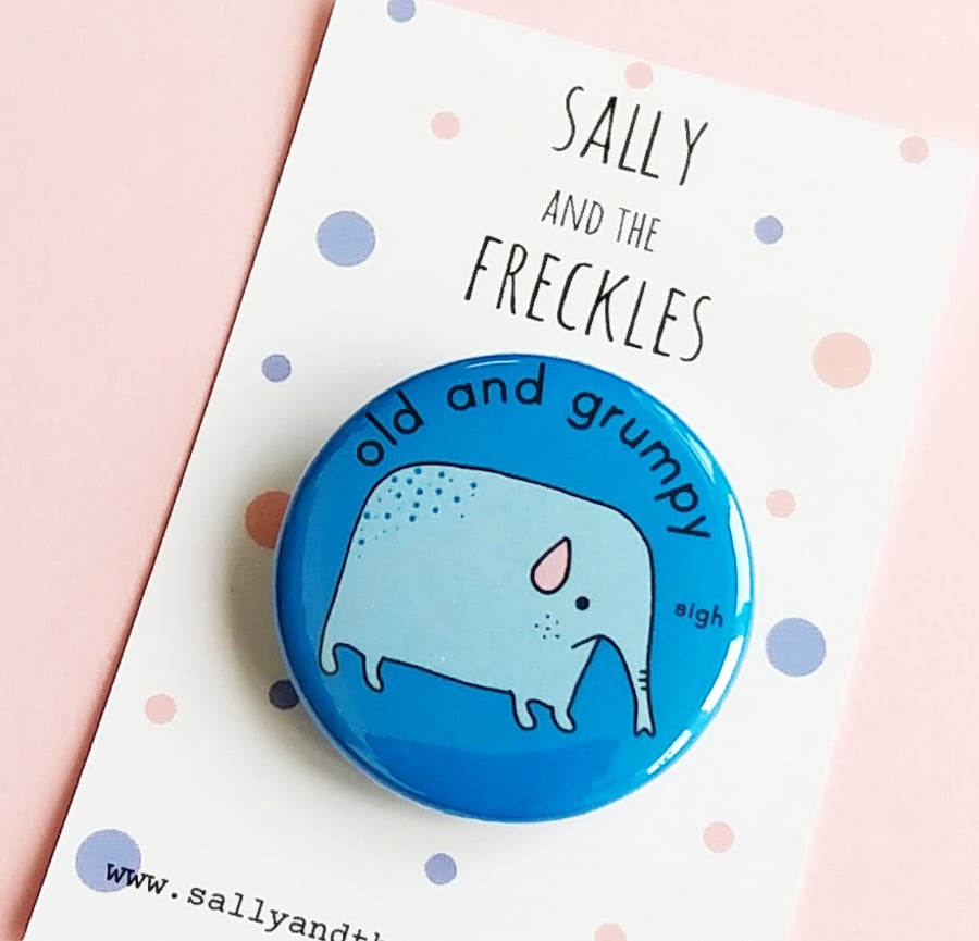 badge - old and grumpy - 38mm pin badge 