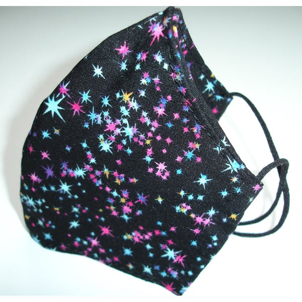 Face Mask Stars Pink Purple Turquoise Gold and Black
