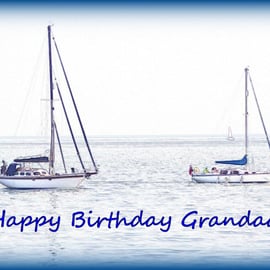 A5 Card Happy Birthday Grandad Sailing Boats 