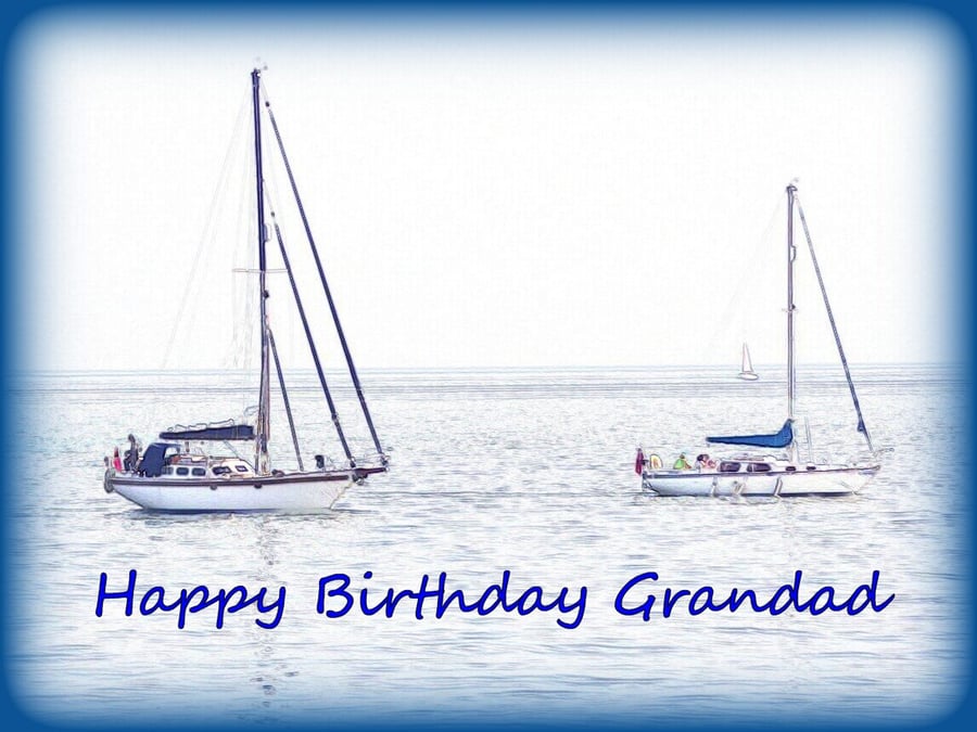 A5 Card Happy Birthday Grandad Sailing Boats 