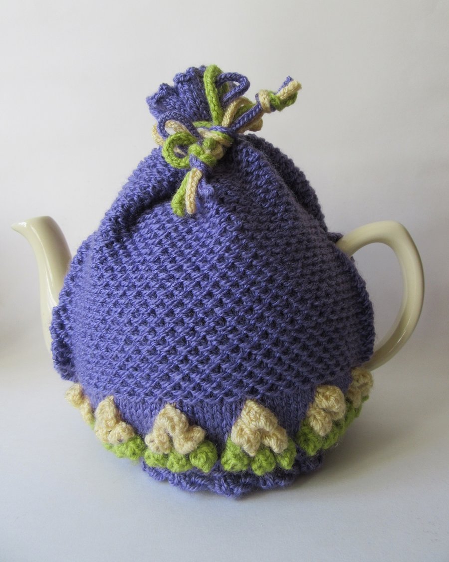  Tea cosie tea cosy - purple with bobbly flowers