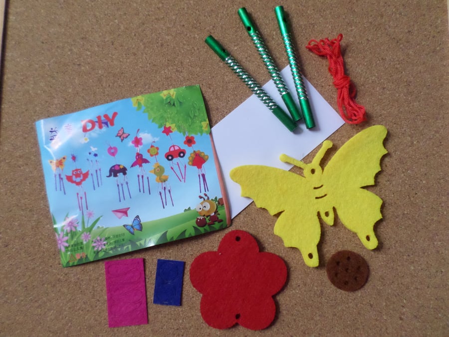 1 x Children's DIY Felt Windchime Kit - Butterfly 