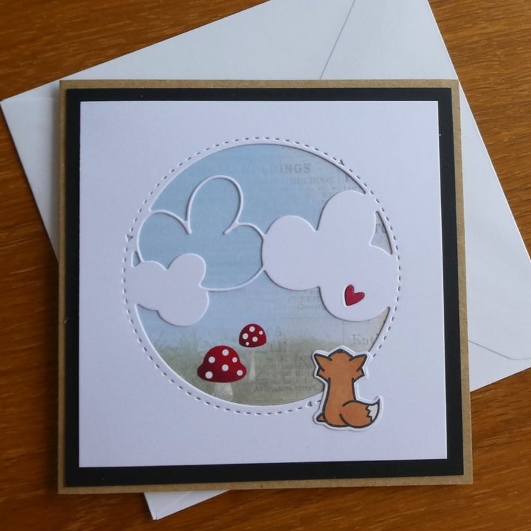 Fox With Clouds Blank Card