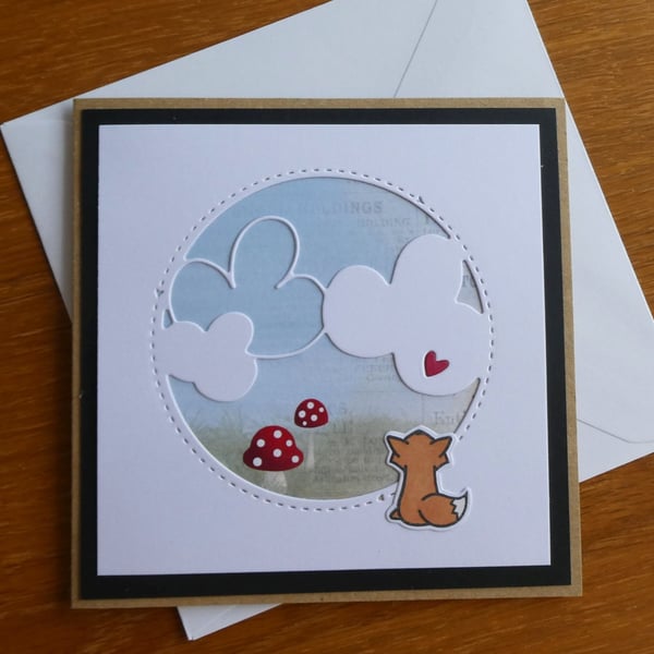 Fox With Clouds Blank Card