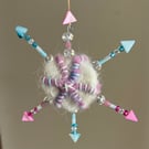 Felted Star Decoration - White, Pink and Blue