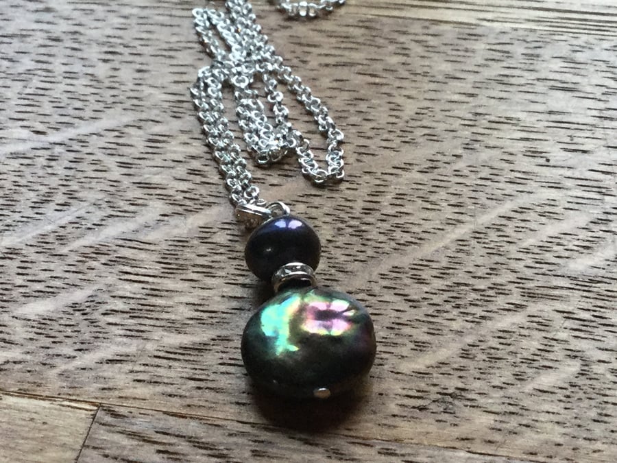 SALE - Freshwater pearl pendant on silver chain