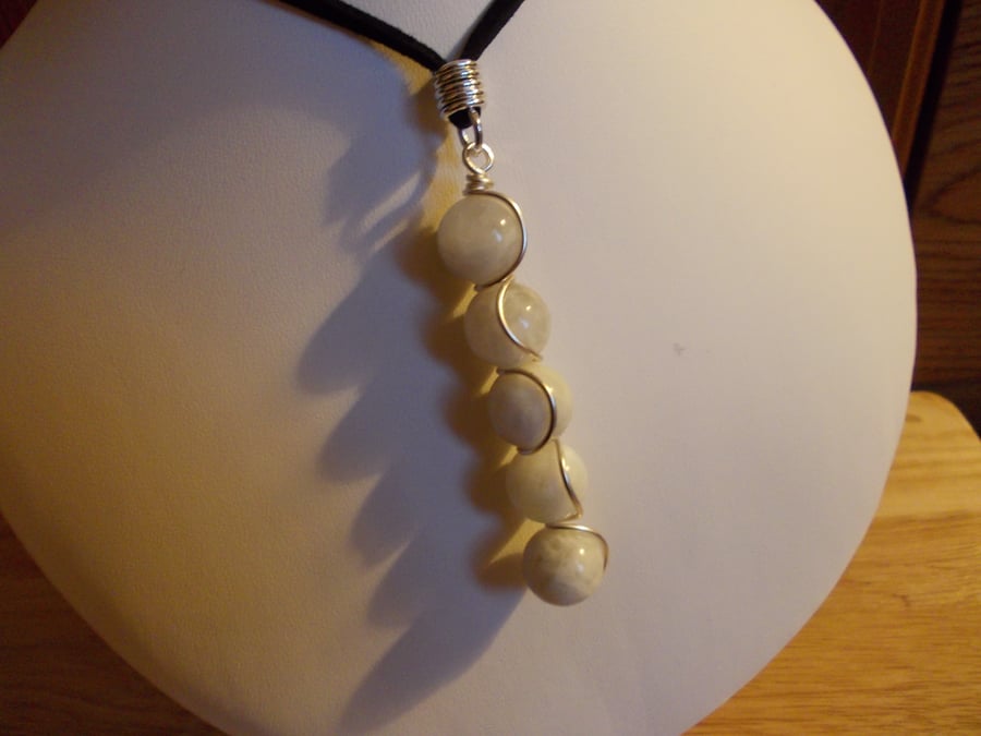 White moonstone wire wrapped pendant