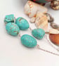 Bracelet with Turquoise Nugget Beads and Chain, Summer Bracelet, Gift for Her - Image 1