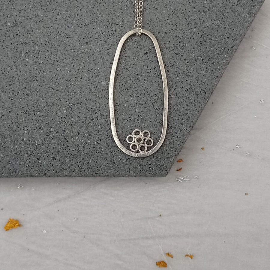 Recycled sterling silver delicate flower necklace - handmade floral pendant