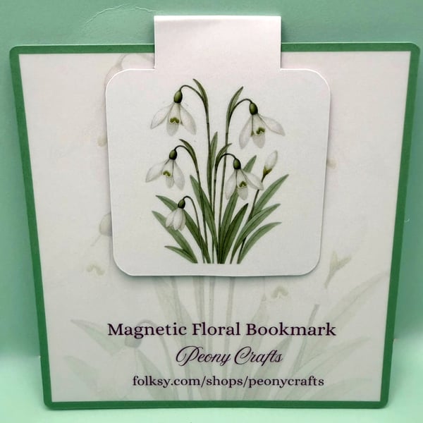 Snowdrop Magnetic Bookmark - Botanical Bookmark - Spring Flower Page Marker