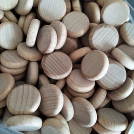 10 x Beech Wood Coins, Counters, Peg Doll. Fairy garden 