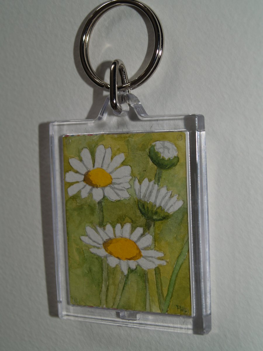 Original watercolour Daisy keyring